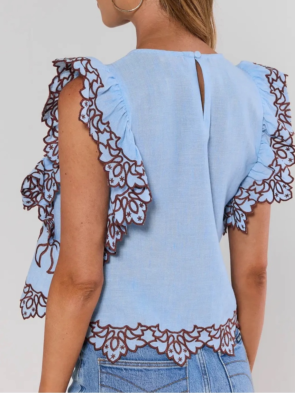 Brayden Blue Embroidered Top by THML - Picture 7 of 7